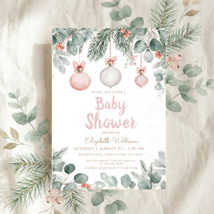 Akvarell fancy blommig slinga rosa baby shower inbjudningar
