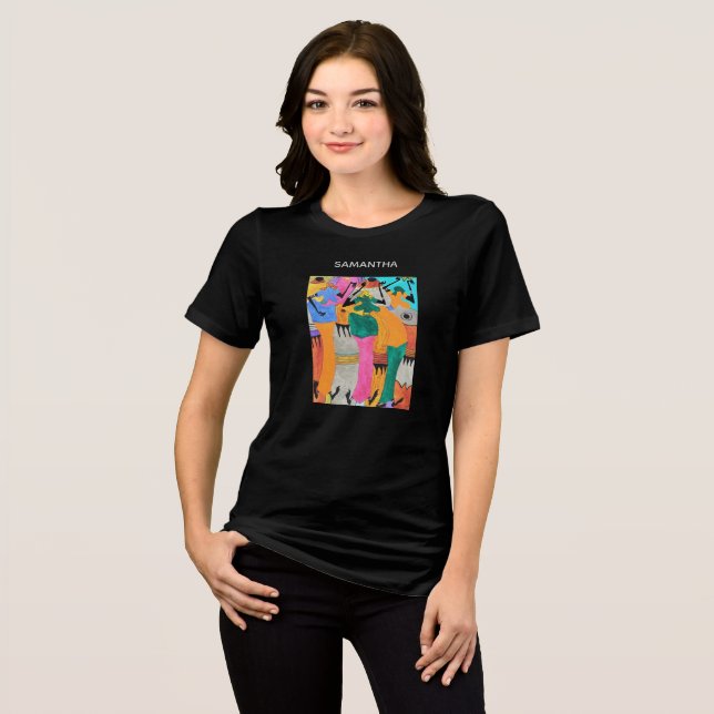 Akvarell, fantastisk firande glädje dans t-shirt (Framsida Full)