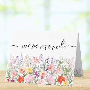 Akvarell Färgrik Blommig Ny Husadress Kort