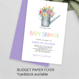 Akvarell färgrik blomster baby shower inbjudan flygblad