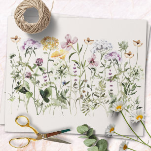 Akvarell Färgrik Trädgård med Vilda Blommor Presentpapper