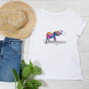 Akvarell Färgstark Glad Elefant T Shirt