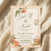 Akvarell Färsk från Marknaden Persika Gingham
