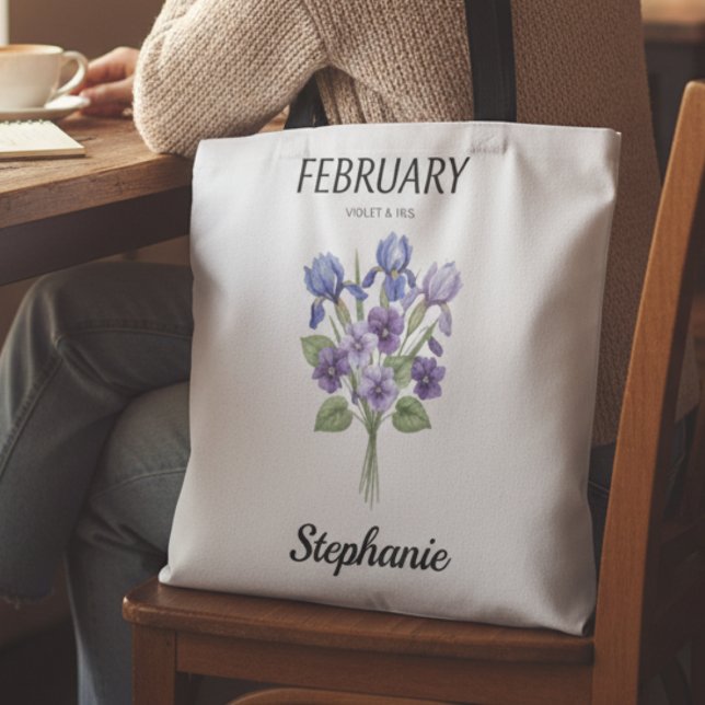 Akvarell februari födelsedagsblomma tygkasse (February birth month flower tote bag)