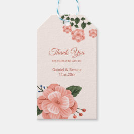 Akvarell Fersk Blomma Tack Presentetikett
