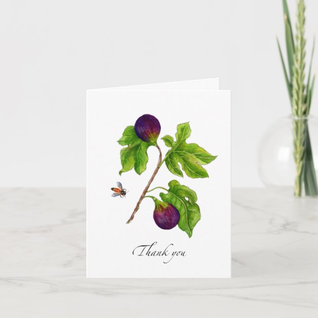 Akvarell Fikbotanisk Vikad  Tack Kort (Framsida)