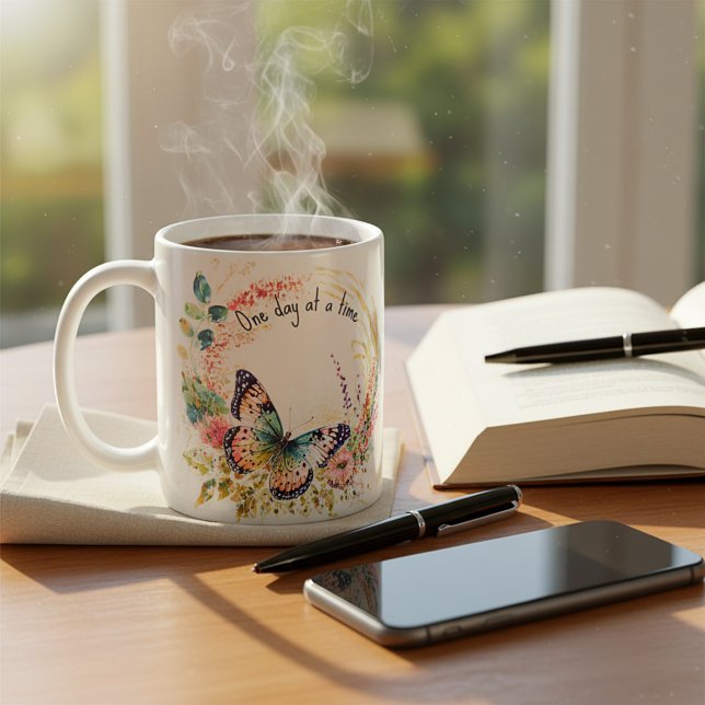 Akvarell fjäril blomster anpassad kaffemugg (Skapare uppladdad)