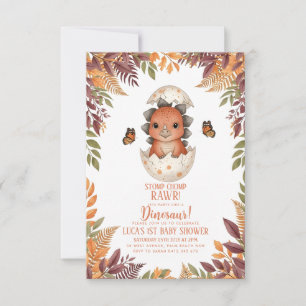 akvarell fjäril Dinosaurie Baby Shower Inbjudningar