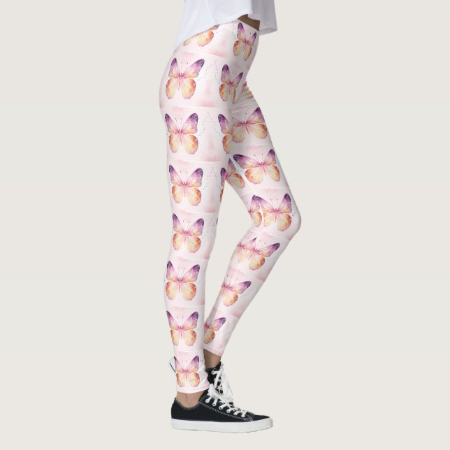 Akvarell Fjäril Konst Leggings (Höger)