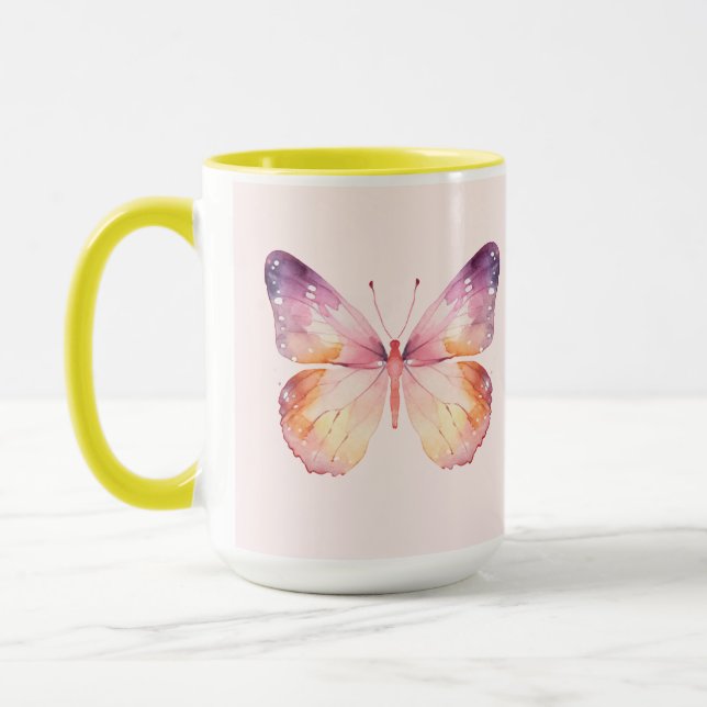 Akvarell Fjäril Konst  Mugg (Vänster)