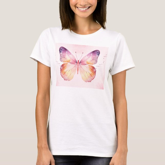 Akvarell Fjäril Konst T Shirt (Framsida)