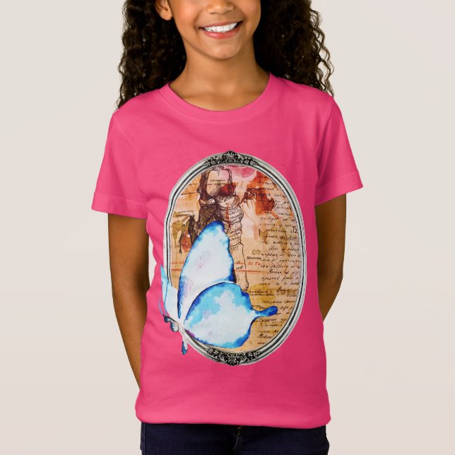 Akvarell Fjäril Och Ram T Shirt (Framsida)