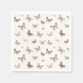 Akvarell Fjäril Whimsical Trädgård Feminint Pappersservett