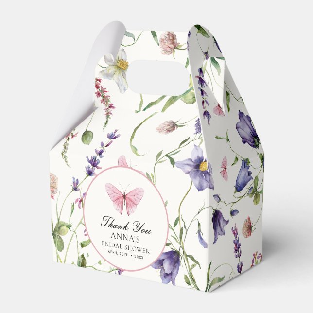Akvarell Fjärilar Blommor Bröllopsdusch Presentaskar (Framsidan Sidan)