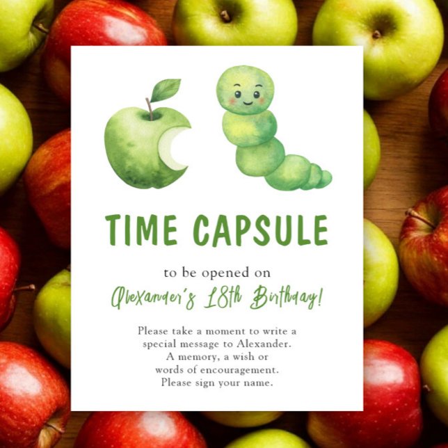 Akvarell Fjärilslarv Tids kapsel 1-årsdag Poster (Skapare uppladdad)