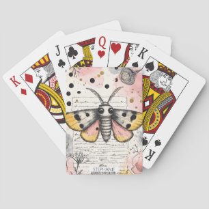 Akvarell Fläckig Tigermoth Rosa Guld Boho Konst 2 Casinokort