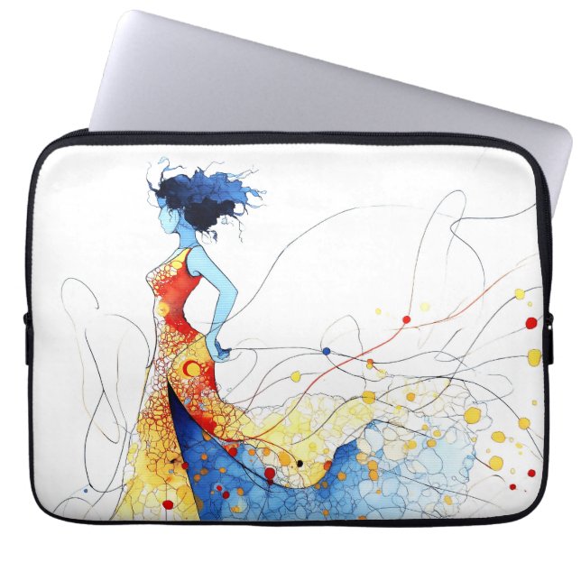 Akvarell Flamencodansare – Glädje i Rörelse #2 Laptop Fodral (Framsidan)