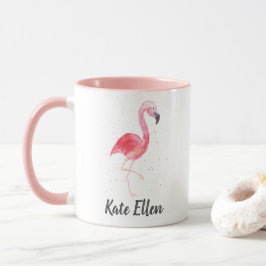 Akvarell Flamingo Mugg Anpassad Namn