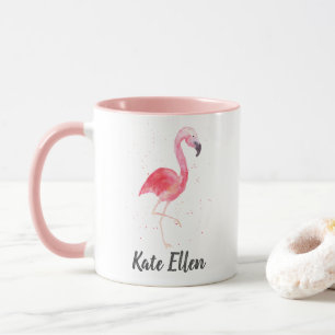 Akvarell Flamingo Mugg Anpassad Namn