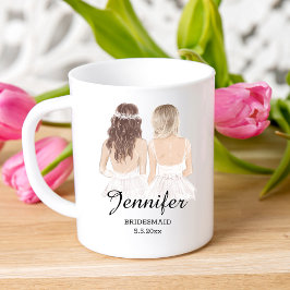 akvarell flickor, brudtärna Personlig  Kaffemugg