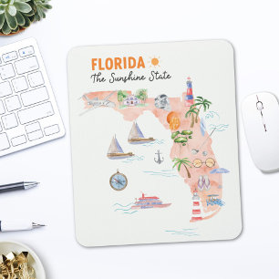 Akvarell Florida Stat Konstkarta Musmatta