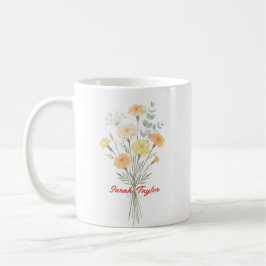 Akvarell Födelseblomma Marigold Anpassad Kaffemugg