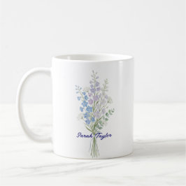 Akvarell Födelsedagsblomma Riddarsporre Anpassad Kaffemugg