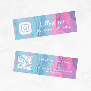 Akvarell Följ Instagram Sociala Medier QR-kod Mini Visitkort