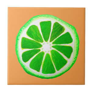 Akvarell för original för frukt för limefrukt f kakelplatta