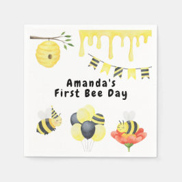 Akvarell första Bee Day födelsedagsfest Pappersservett