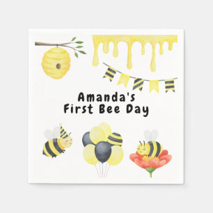 Akvarell första Bee Day födelsedagsfest Pappersservett