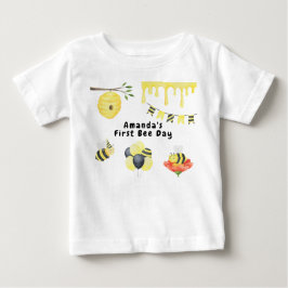 Akvarell första Bee Day födelsedagsfest T Shirt