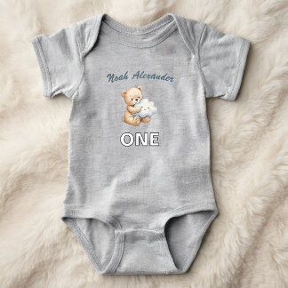Akvarell Första Födelsedag Baby T-shirt Söt Teddy