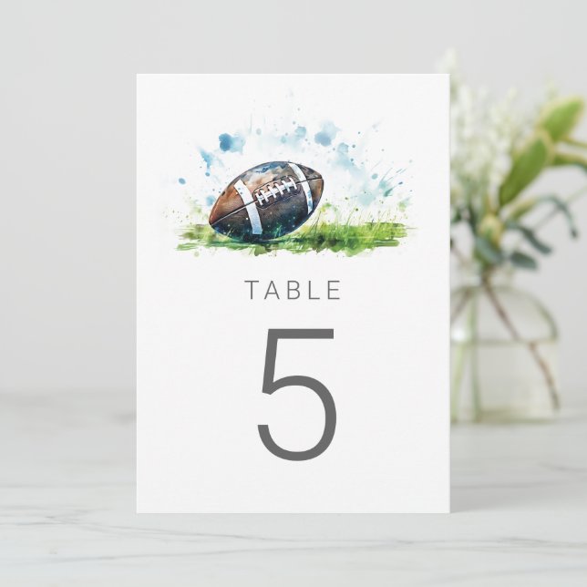 Akvarell Fotboll Baby Shower Bordnummer Inbjudningar (Stående Fram)