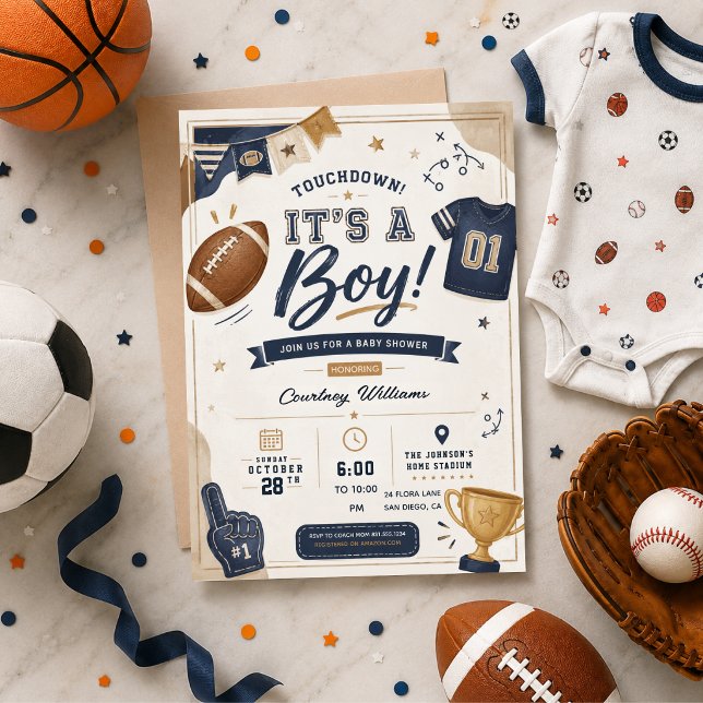 akvarell fotboll baby shower inbjudan (Skapare uppladdad)