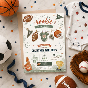 akvarell fotboll baby shower inbjudningar
