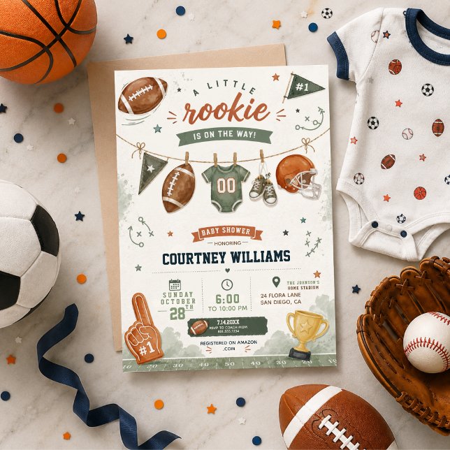 akvarell fotboll baby shower inbjudningar (Skapare uppladdad)