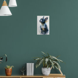Akvarell fransk bulldogg sittande poster