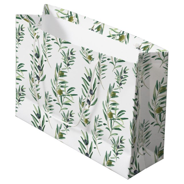 Akvarell Fransk Landstil Chic Grön Oliv Mönster (Framsidan Vinklad)
