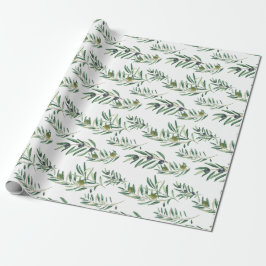 Akvarell Fransk Landstil Chic Olivgrön Mönster Presentpapper