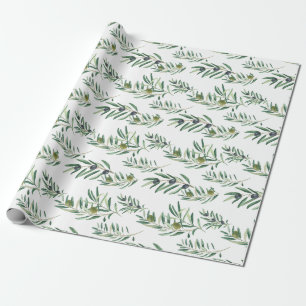 Akvarell Fransk Landstil Chic Olivgrön Mönster Presentpapper