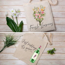 Akvarell Fräscha blommor & vin Rolig Tygkasse