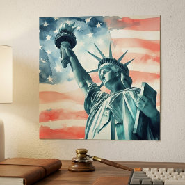 Akvarell Frihetsgudinnan med amerikansk flagga Poster