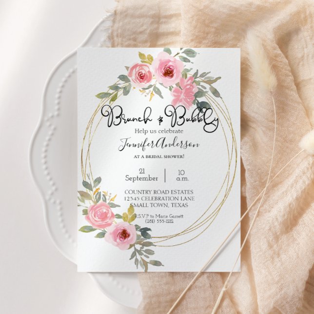 Akvarell Frodig Rosa Rosa Blommig Bröllopsbrunch (Skapare uppladdad)