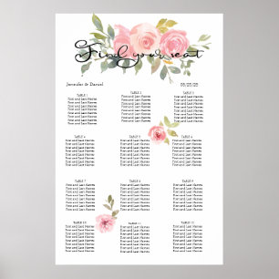 Akvarell Frodig Rosenskära Rosa Blommig Sittplatsk Poster