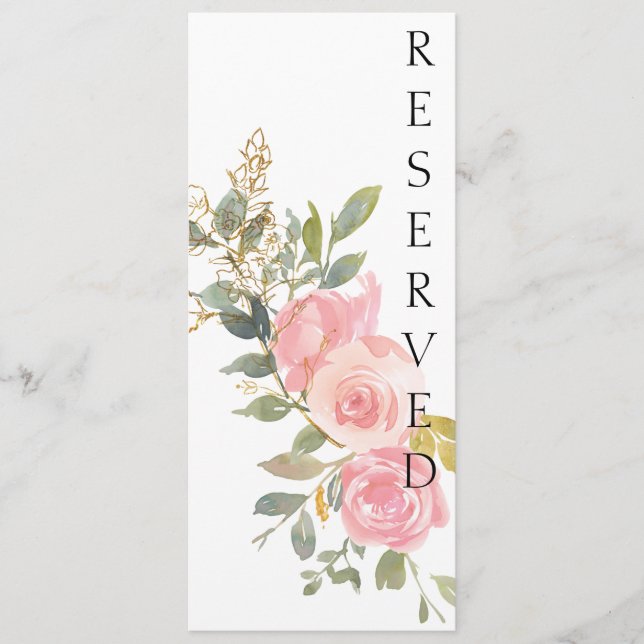 Akvarell Frodig Rosenskiftande Rosa Blommig Stolsv Meny (Framsida)