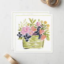 Akvarell Frukt och Blommor Korg