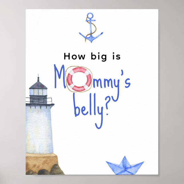 Akvarell fyr - Hur stor är mammas mage Poster (Framsidan)