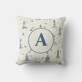 Akvarell fyr Toile Barnkammare | Monogram Kudde