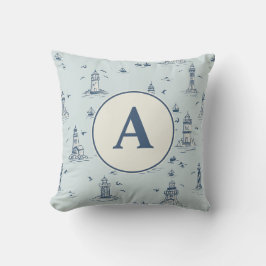 Akvarell fyr Toile Barnkammare | Monogram Kudde